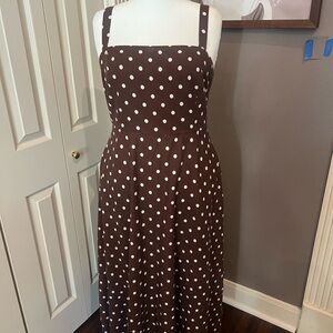 City Chic Brown and White Polka Dot Midi Dress